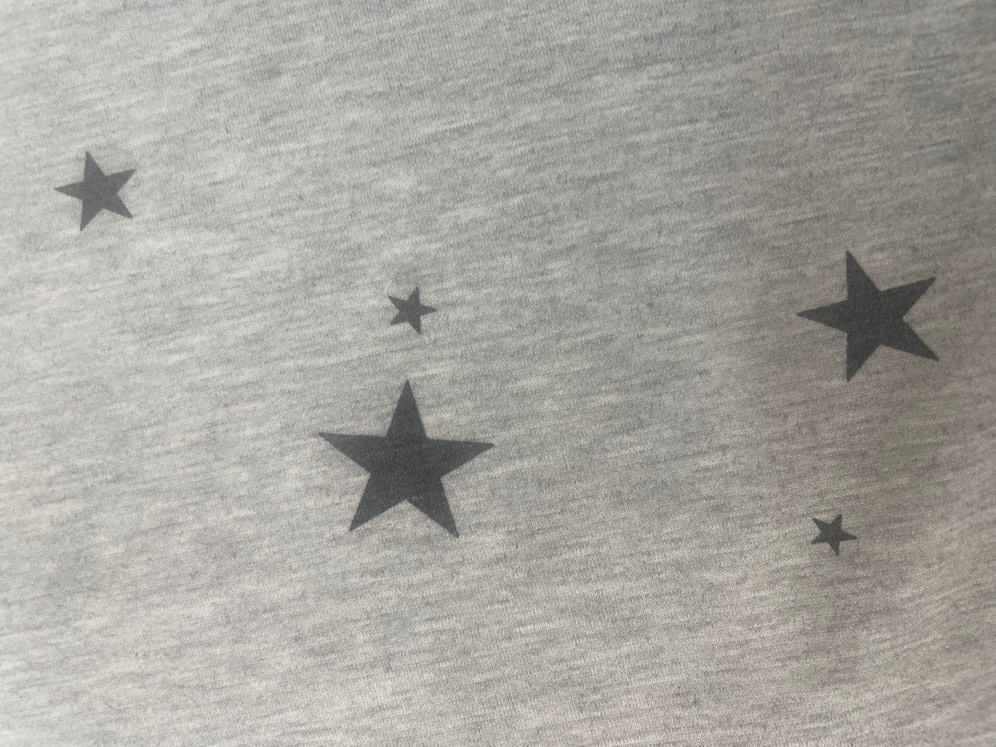 Star Printed Poly French Terry -  Grey & Charcoal