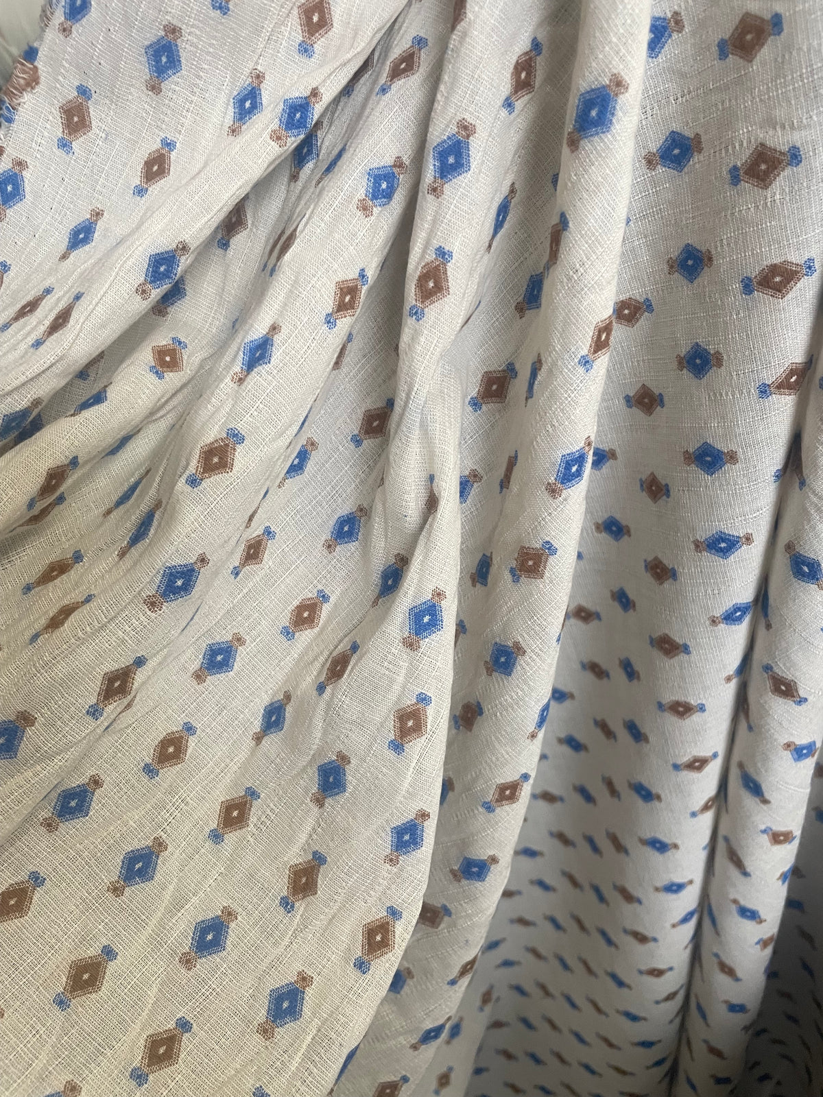 Textured Print Cotton - Beige, Pink & Green