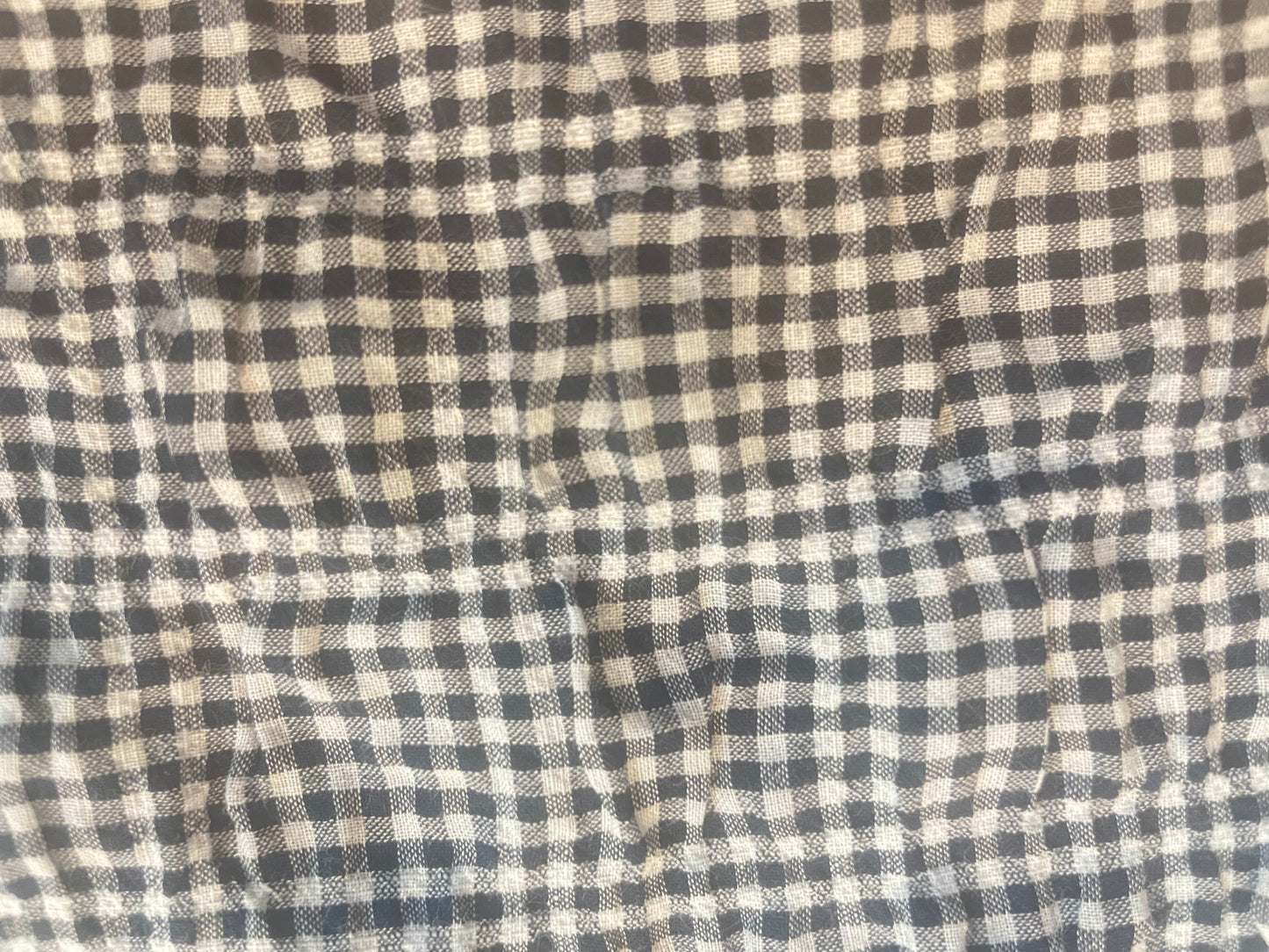 Textured Gingham Cotton - Dark Navy & White