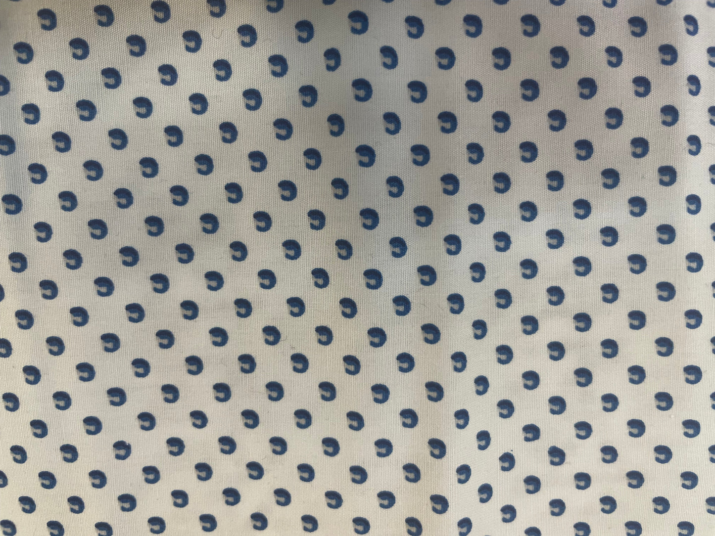 Polka Dot Cotton Shirting Print - Off White & Blue