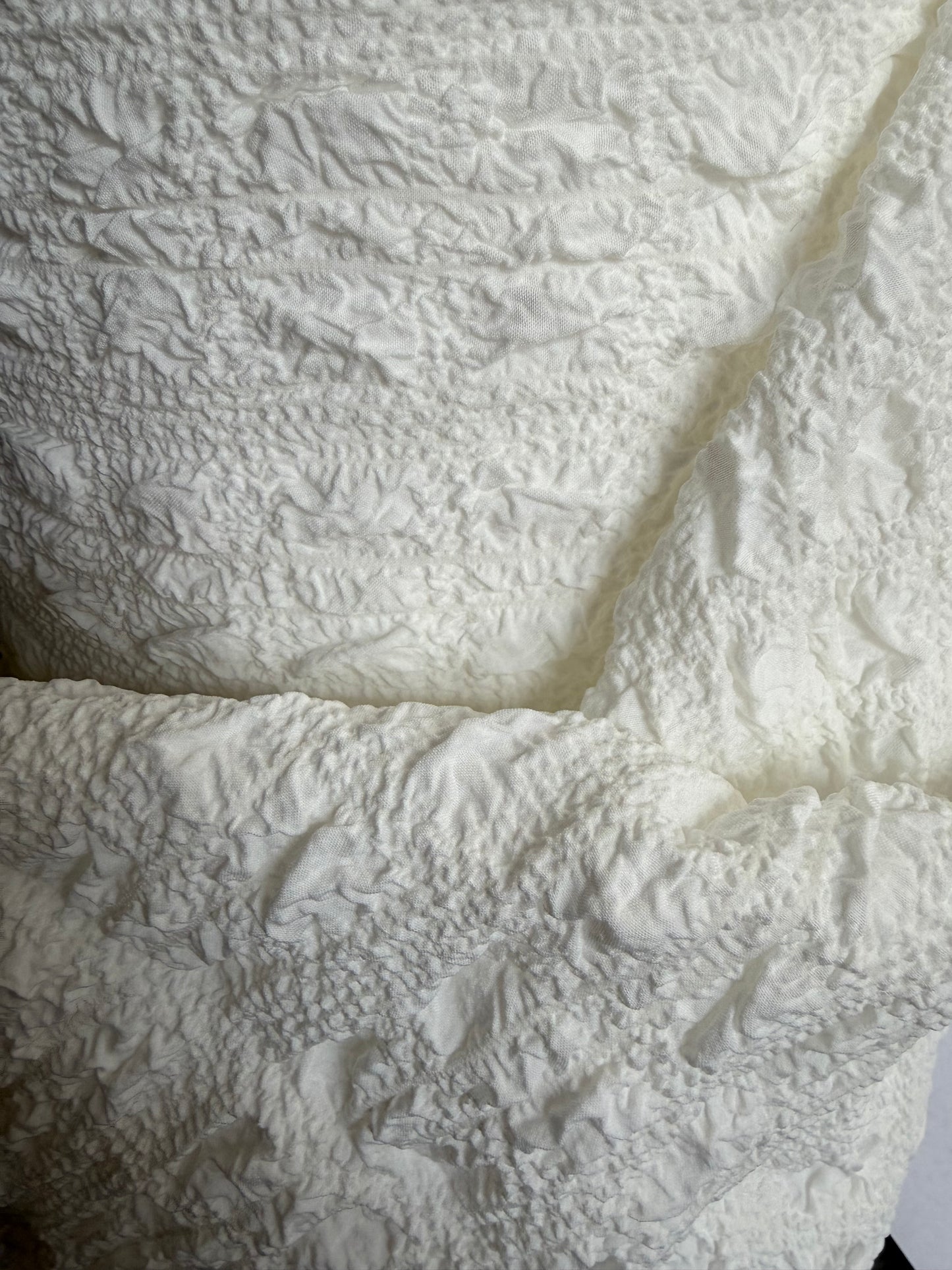 Designer Textured Poly Bubble Crinkle - Ivory White