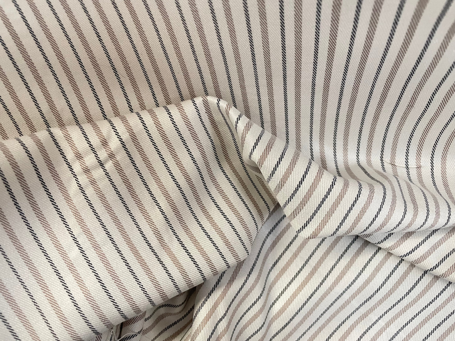 Twill Stripe Cotton - Ivory, Tan & Black