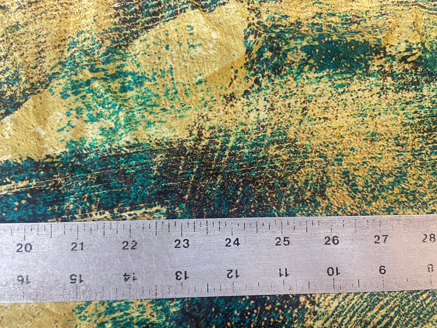 Digital Printed Rayon Charmeuse - Gold & Emerald Green