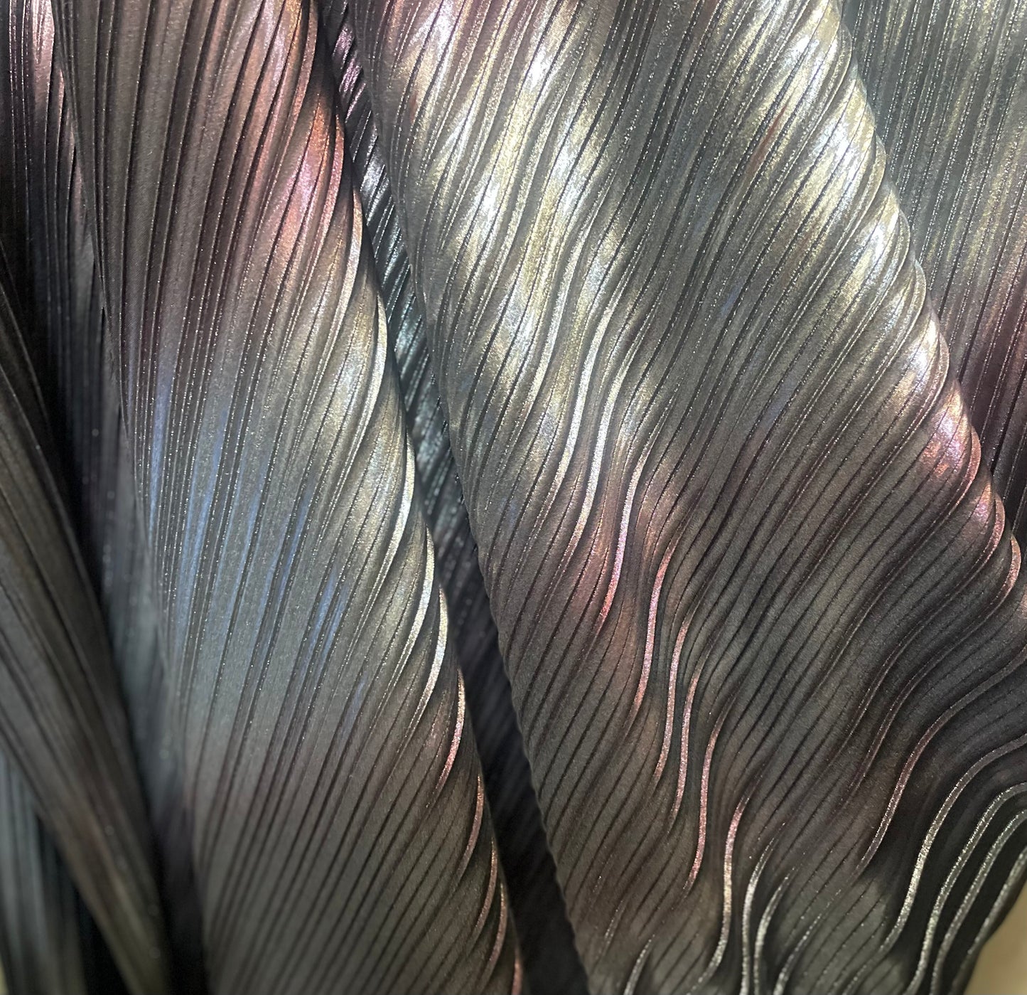 Metallic Pleated Poly - Silver & Purple