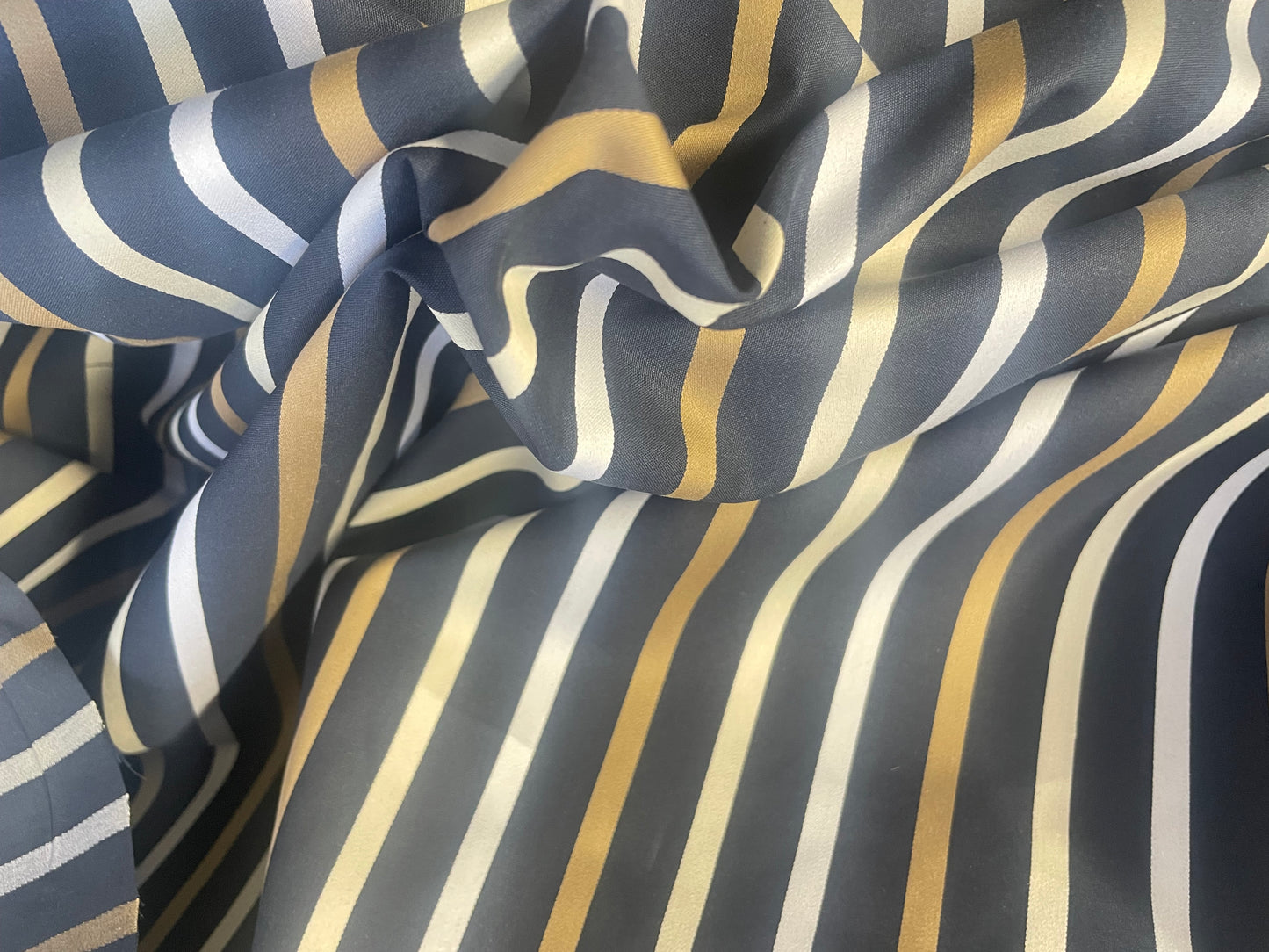 Italian Stripe Cotton Shirting - Navy Multicolor