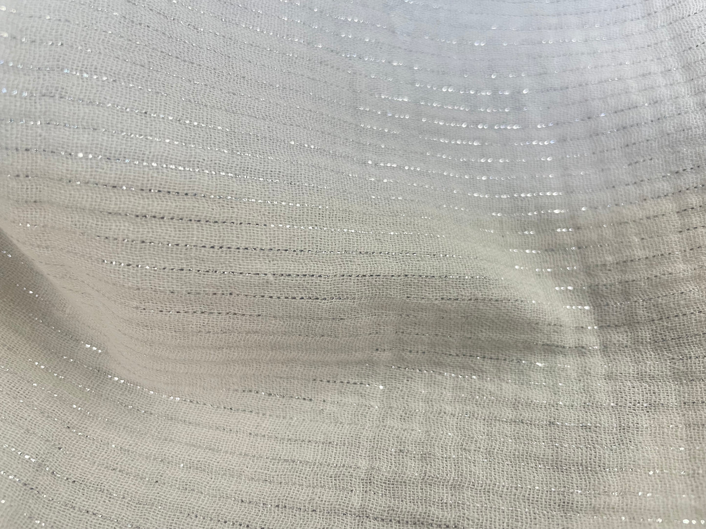 100% Cotton Double Gauze - Silver Lurex & Ivory