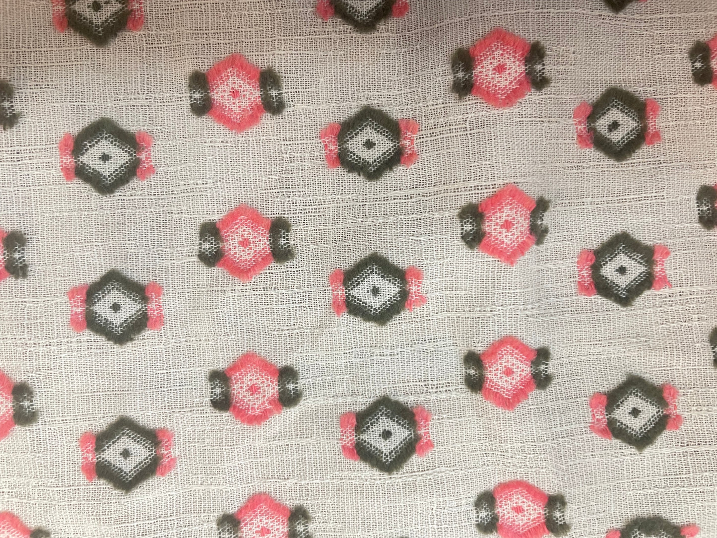 Textured Print Cotton - Beige, Pink & Green