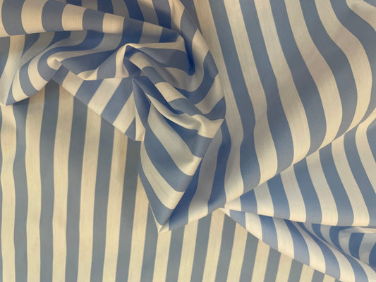 Stripe Cotton Shirting - Sky Blue & White