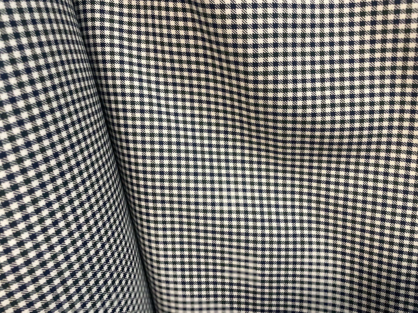 Italian Double-Faced Gingham Cotton Twill - Green, Blue, Black & White