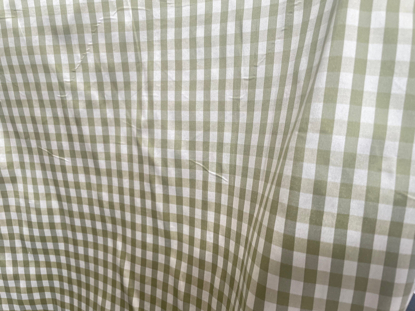 Gingham Printed Silk Taffeta - Light Green & White