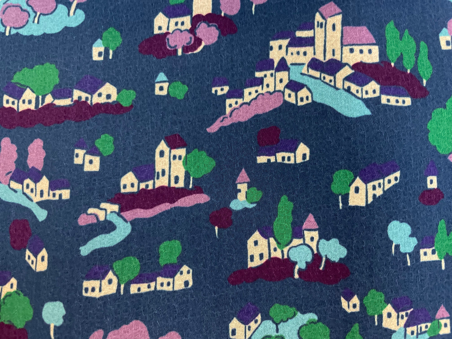 Conversation Print Poly Chiffon - Cute Village