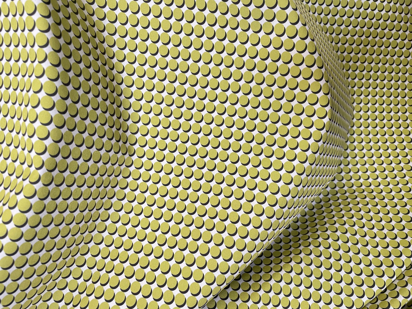 Polka Dot Printed Poly - Green, White & Black