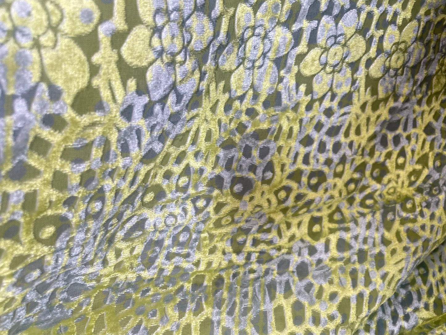 Silk/Rayon Velvet Burnout - Disco Floral - Chartreuse & Blue