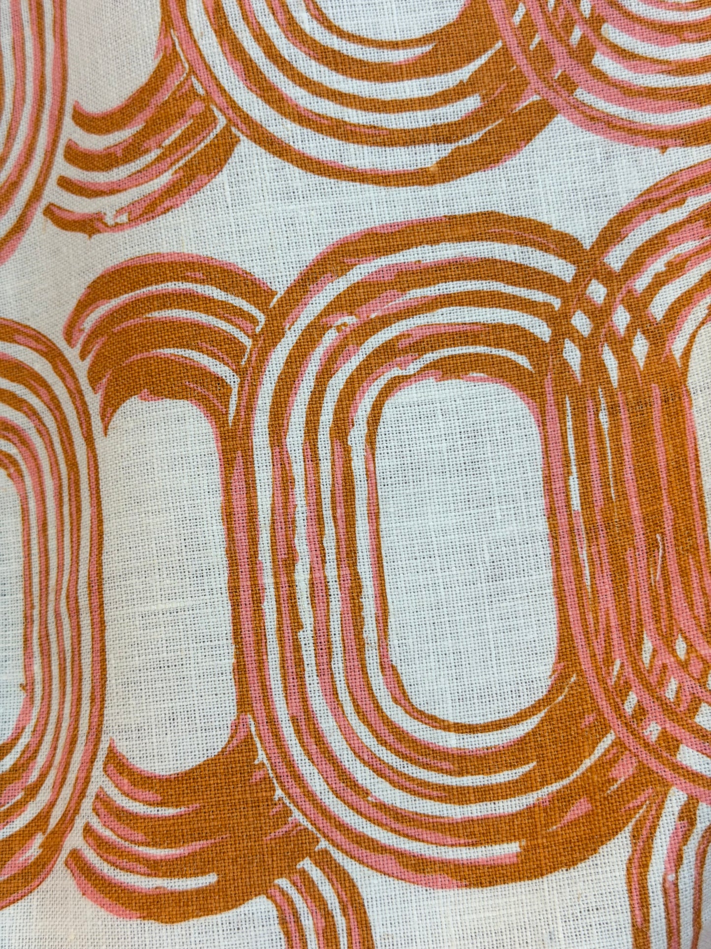 Linen - Watercolor Mod Print - White, Pink & Orange