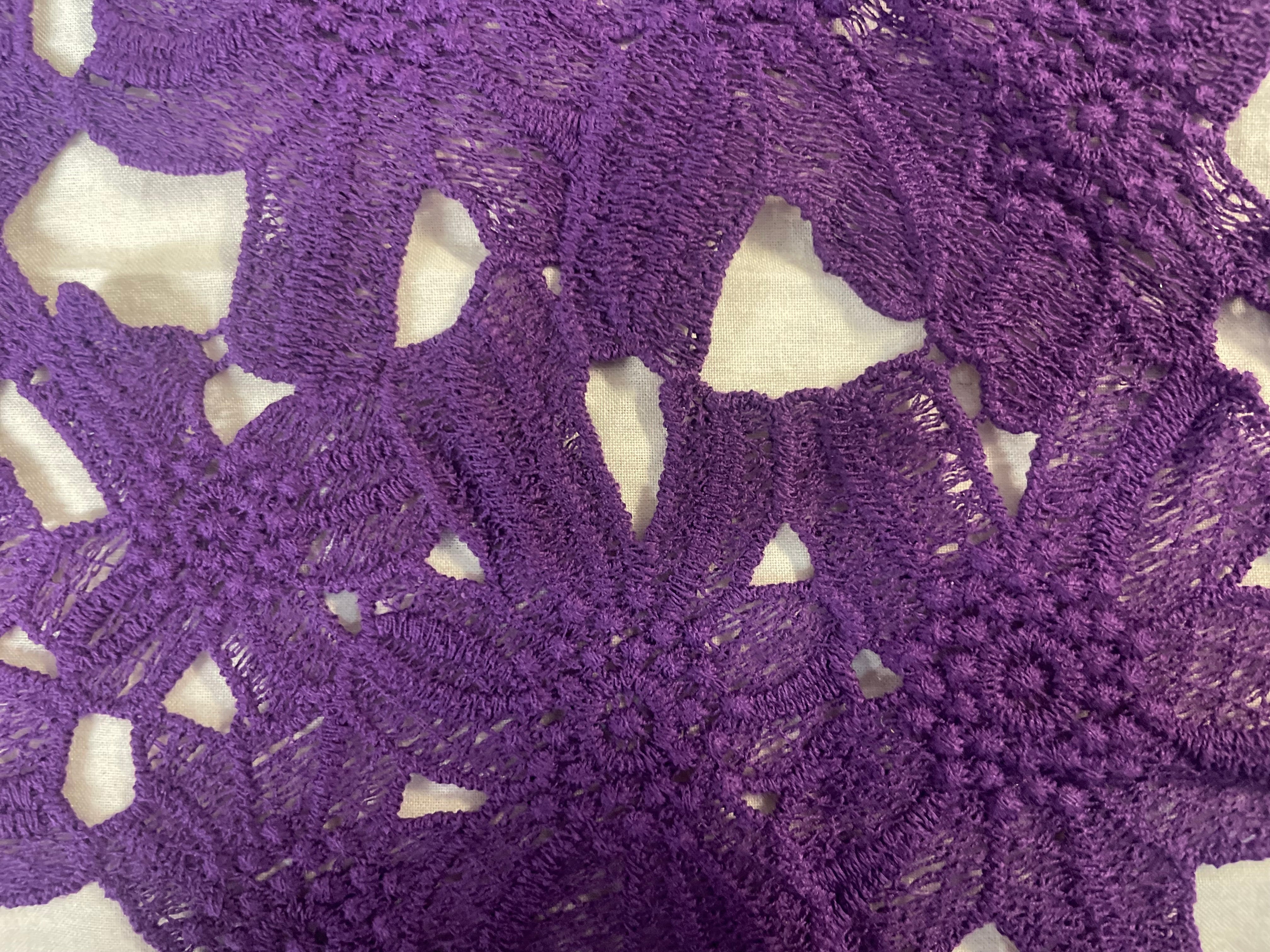 Daisy Floral Cotton Lace - Aubergine Purple – metrotextilesnyc