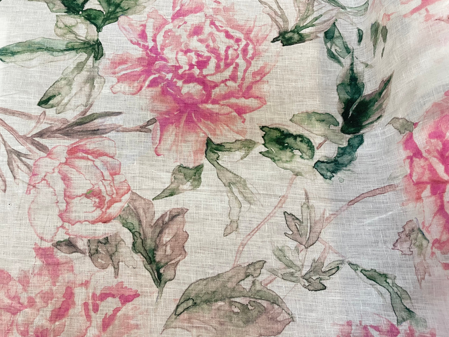 Watercolor Printed Linen - Fresh Peony