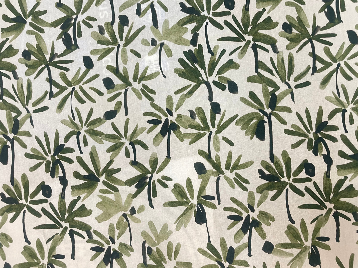 Watercolor Printed Cotton - Green & White