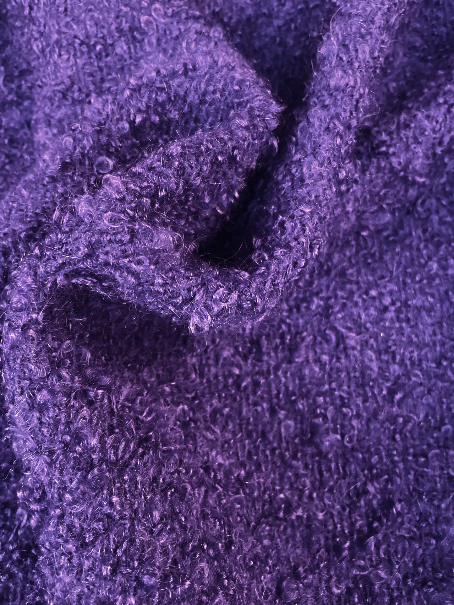 Italian Designer 100% Wool Boucle Fused - Royal Purple