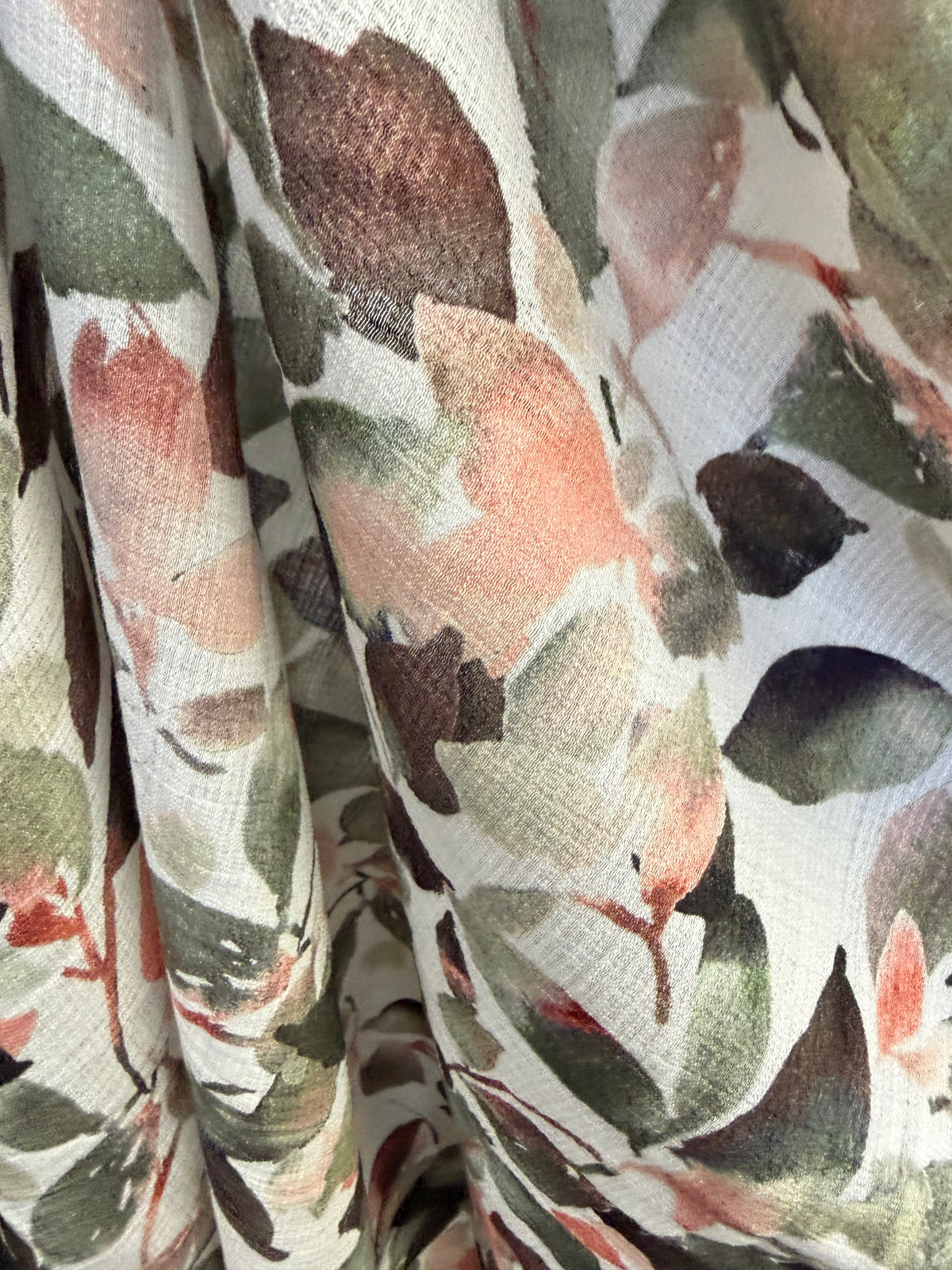 Printed Textured Rayon - Pink & Green Floral