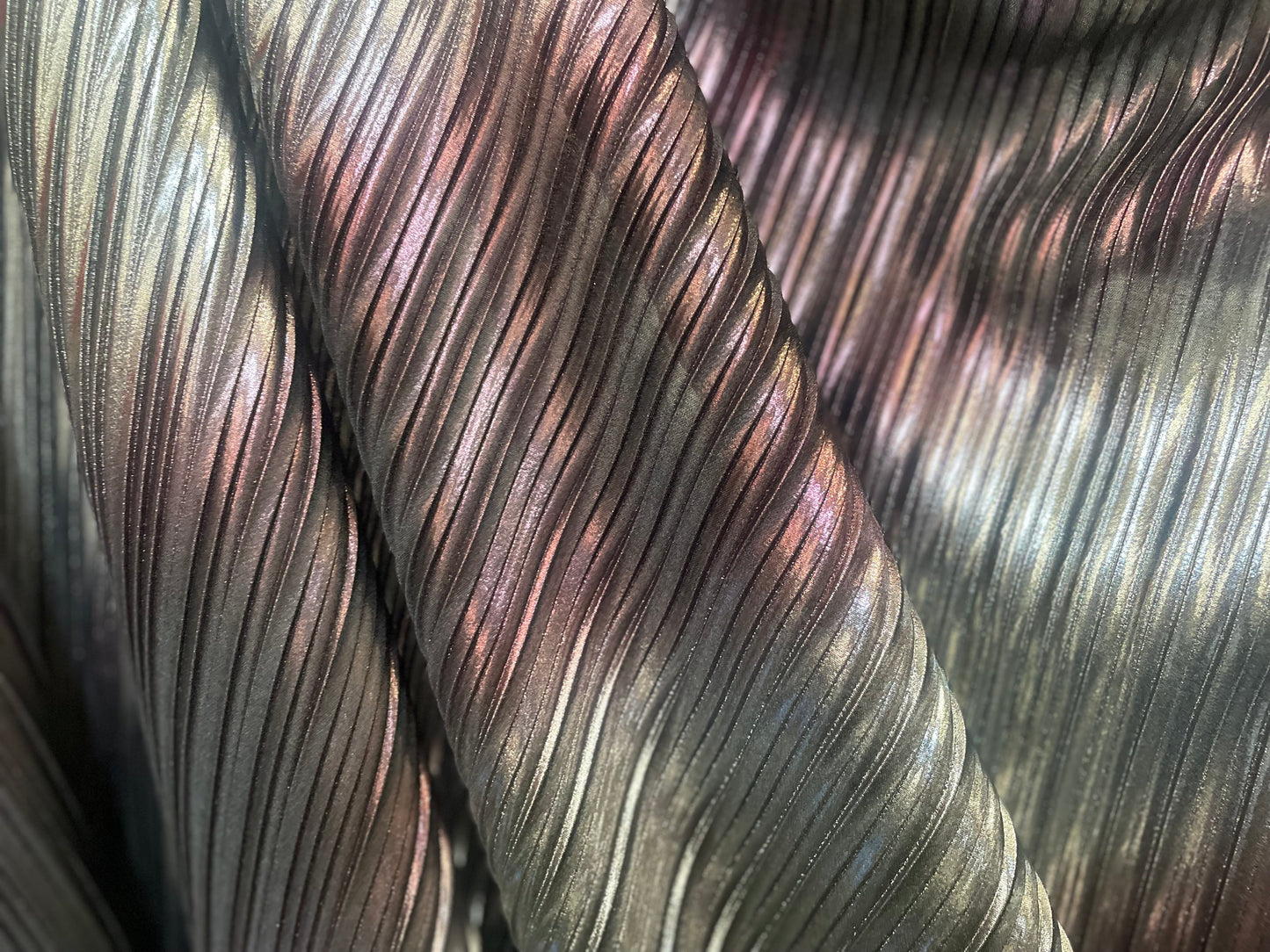 Metallic Pleated Poly - Silver & Purple