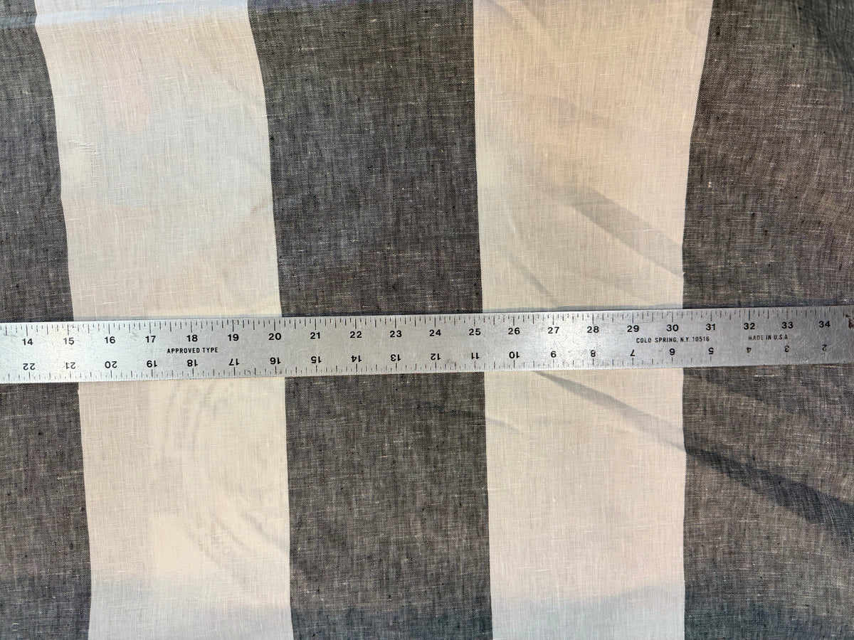 Wide Linen Stripe - Ivory & Grey