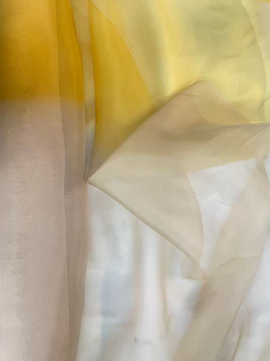 Italian Silk Organza Ombre - Yellow & Beige