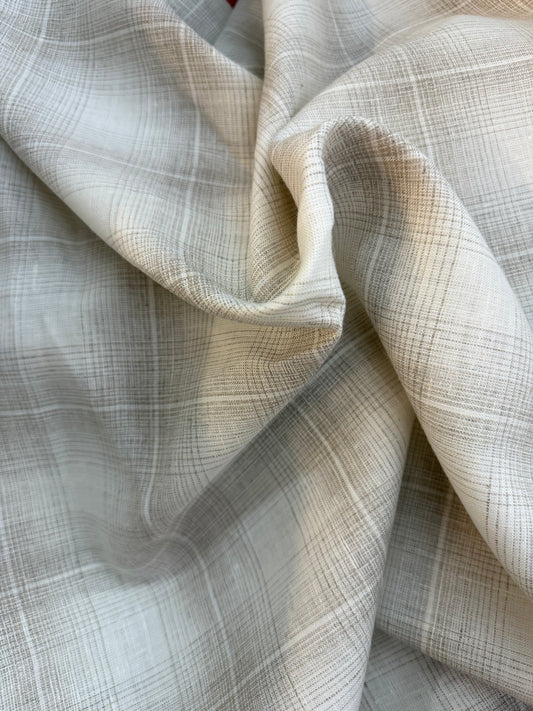 Linen - Neutral Plaid - Beige & White