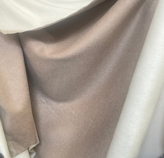 Italian Double Face Melton Wool - Off-White & Beige