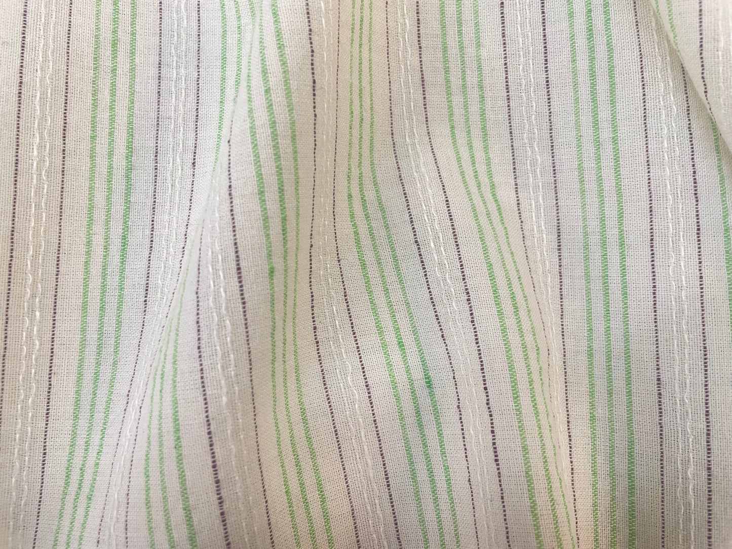 Textured Printed Cotton - Off-White, Green & Purple