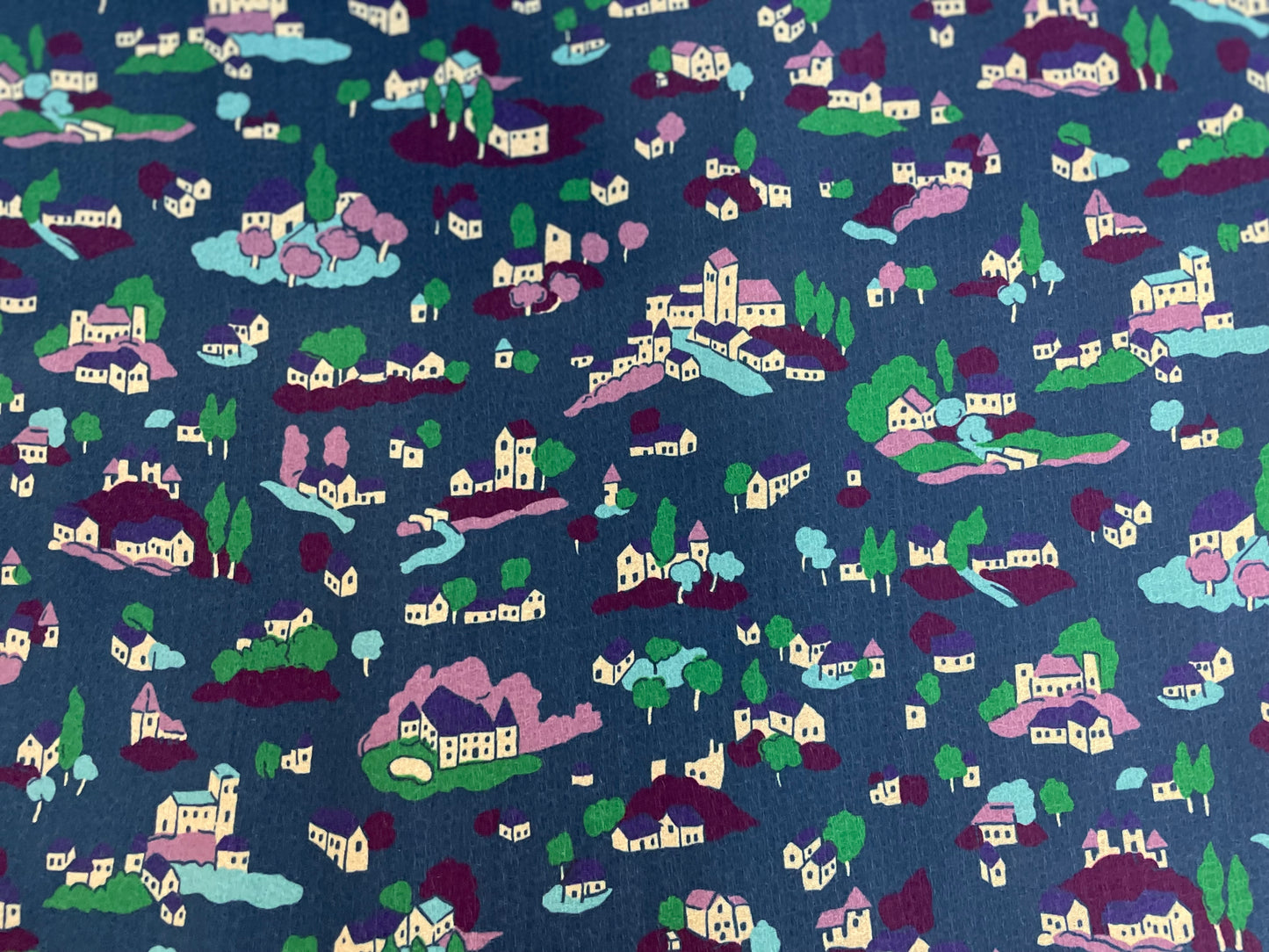 Conversation Print Poly Chiffon - Cute Village