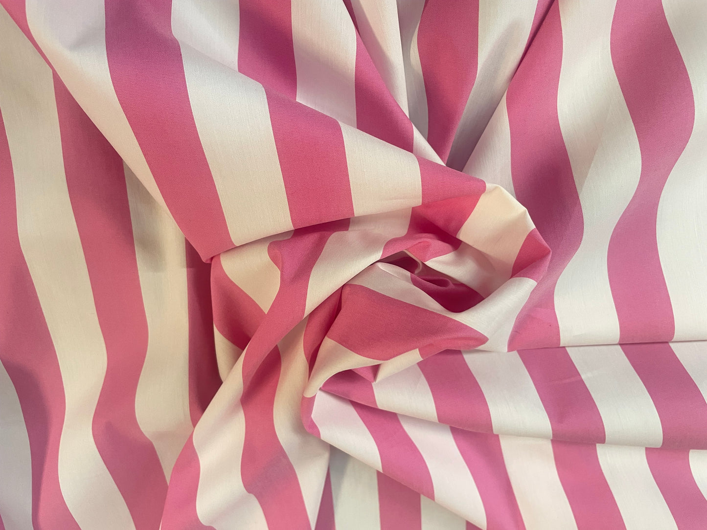 Italian Stripe Cotton Shirting - Bubblegum Pink & White