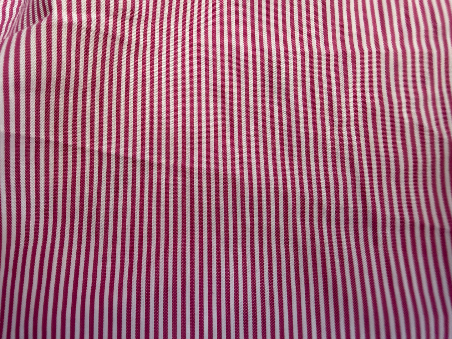 Striped Cotton Shirting - Raspberry Red & White