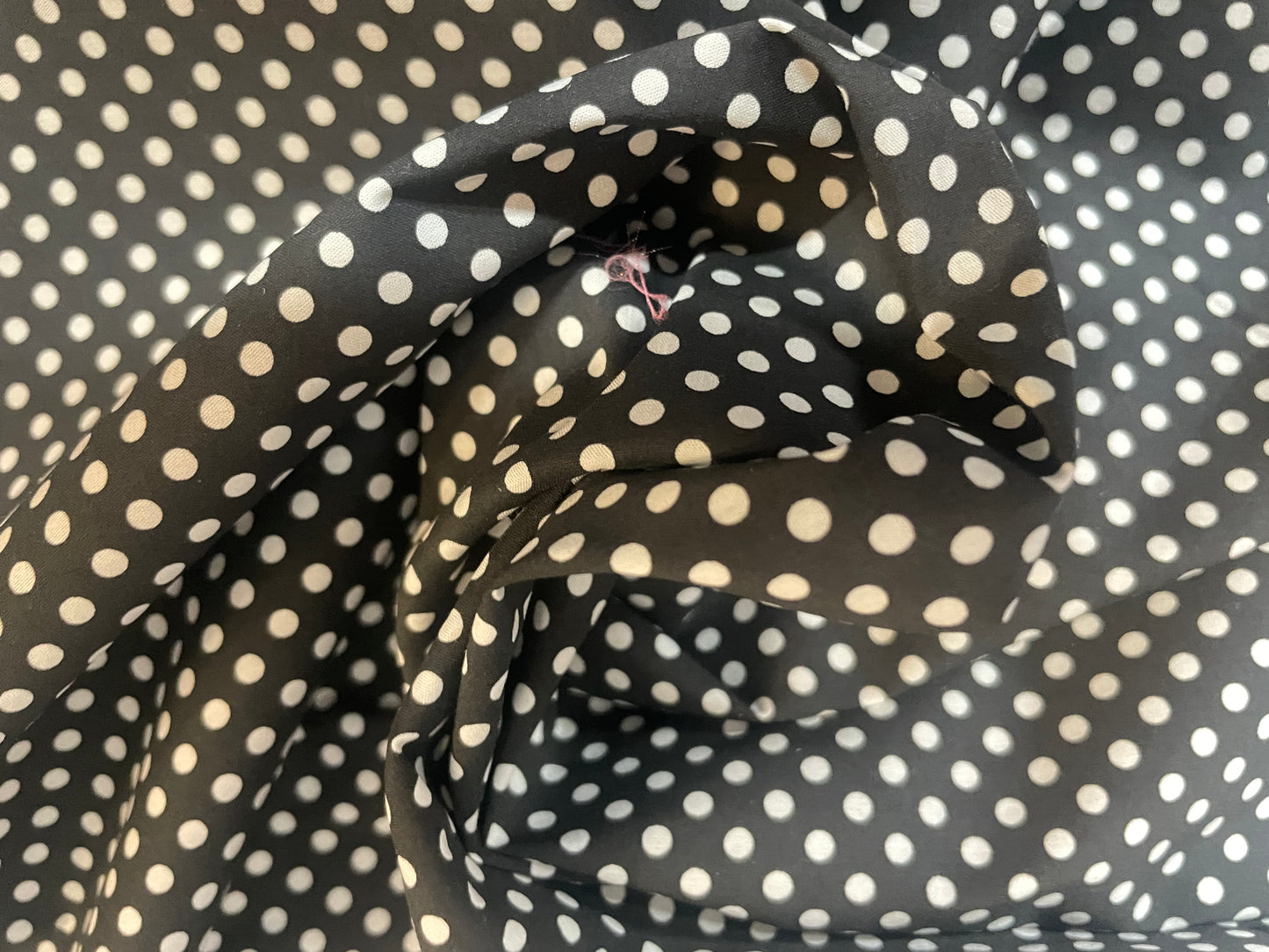 Italian Polka Dot Stretch Cotton Print - Chocolate Brown & White