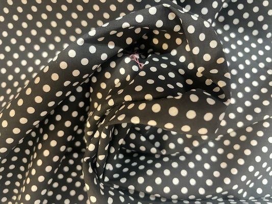 Italian Polka Dot Stretch Cotton Print - Chocolate Brown & White