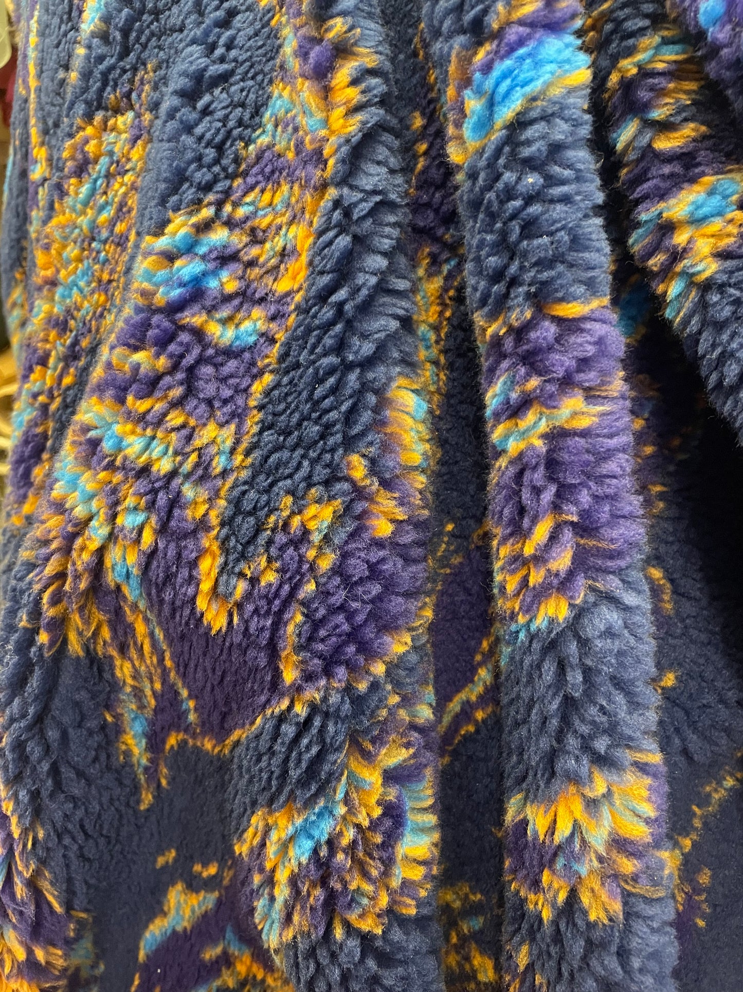 Teddy Faux Sherpa Fur - Abstract Black, Blue, Yellow & Purple