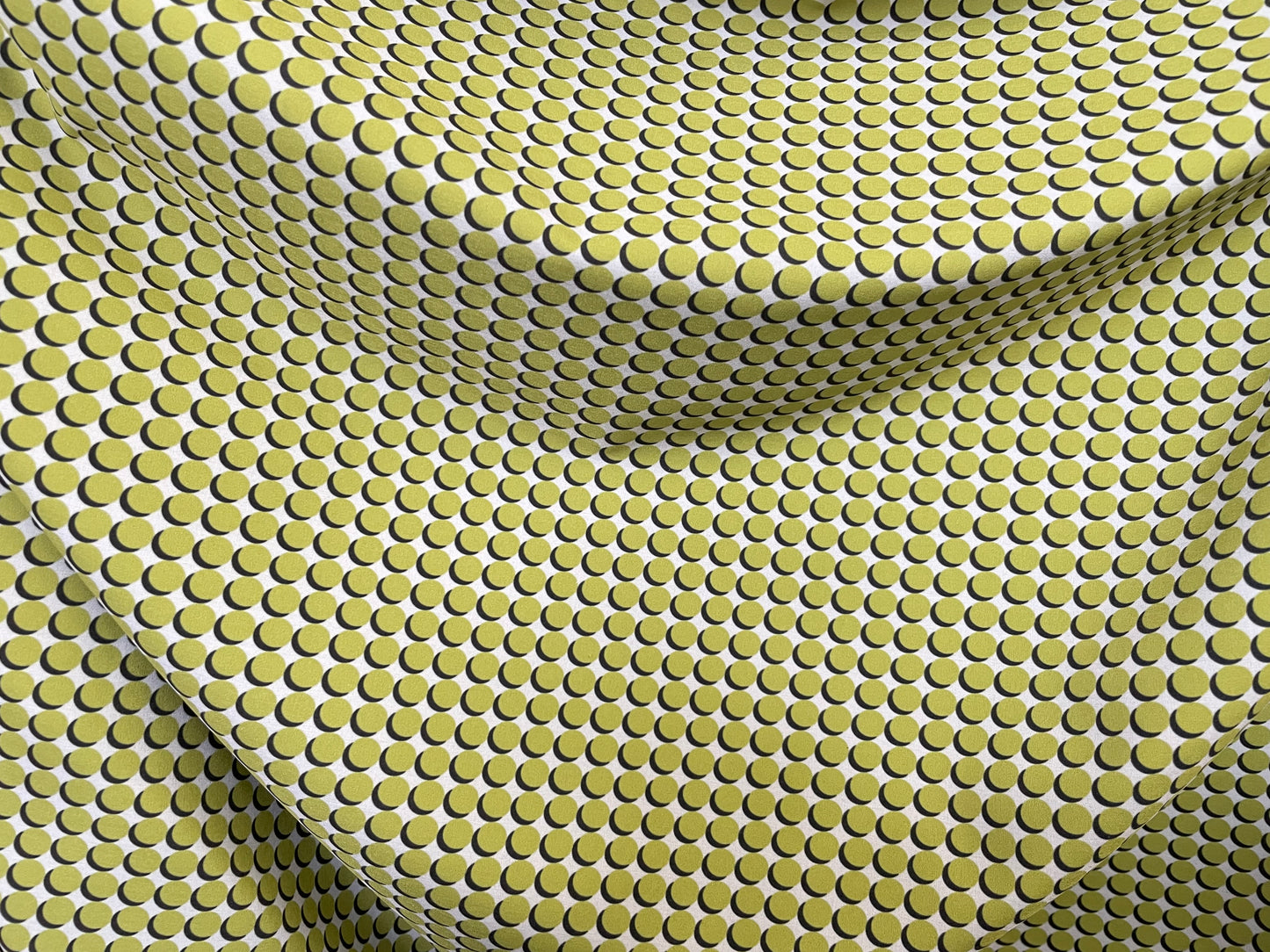 Polka Dot Printed Poly - Green, White & Black