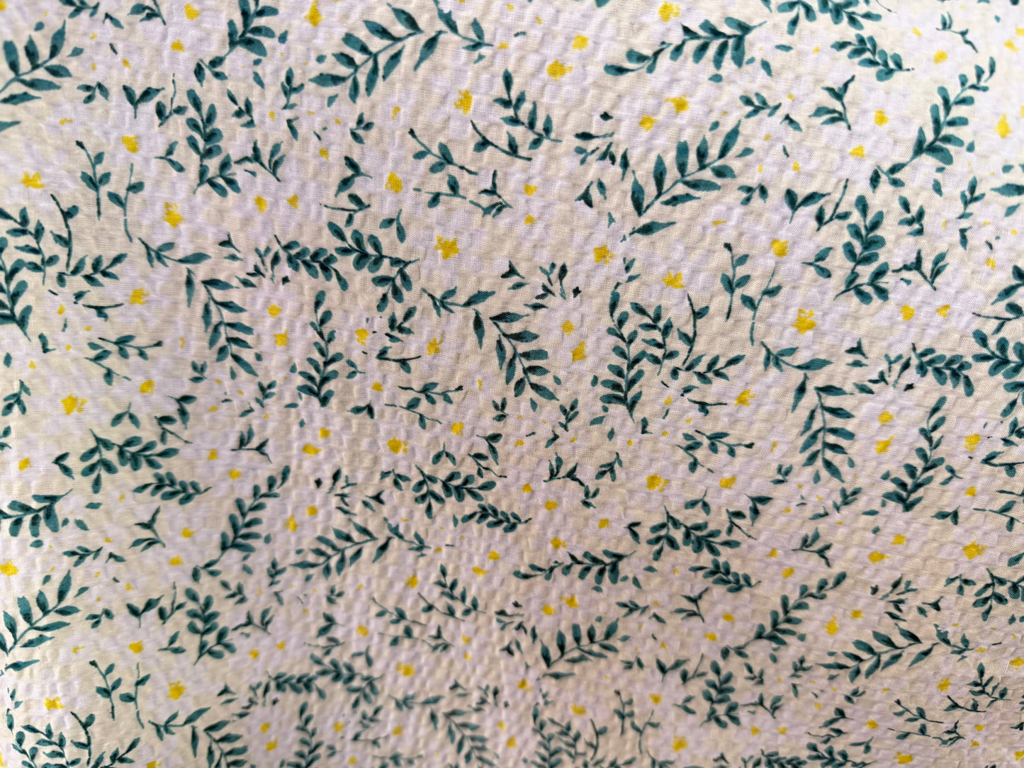 Floral Print Seersucker - Yellow, White & Green