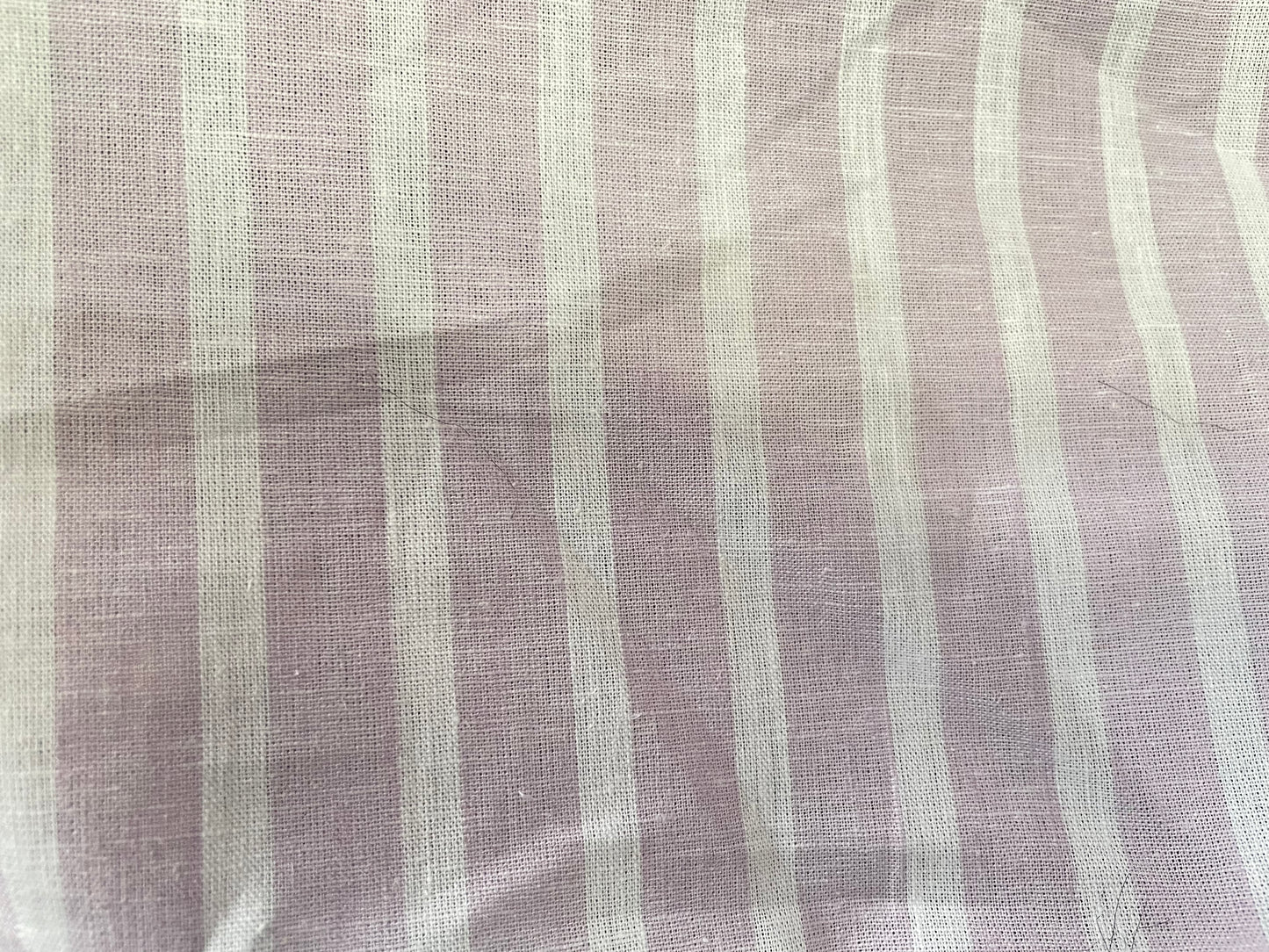 Stripe Cotton & Linen - Light Purple & Off-White