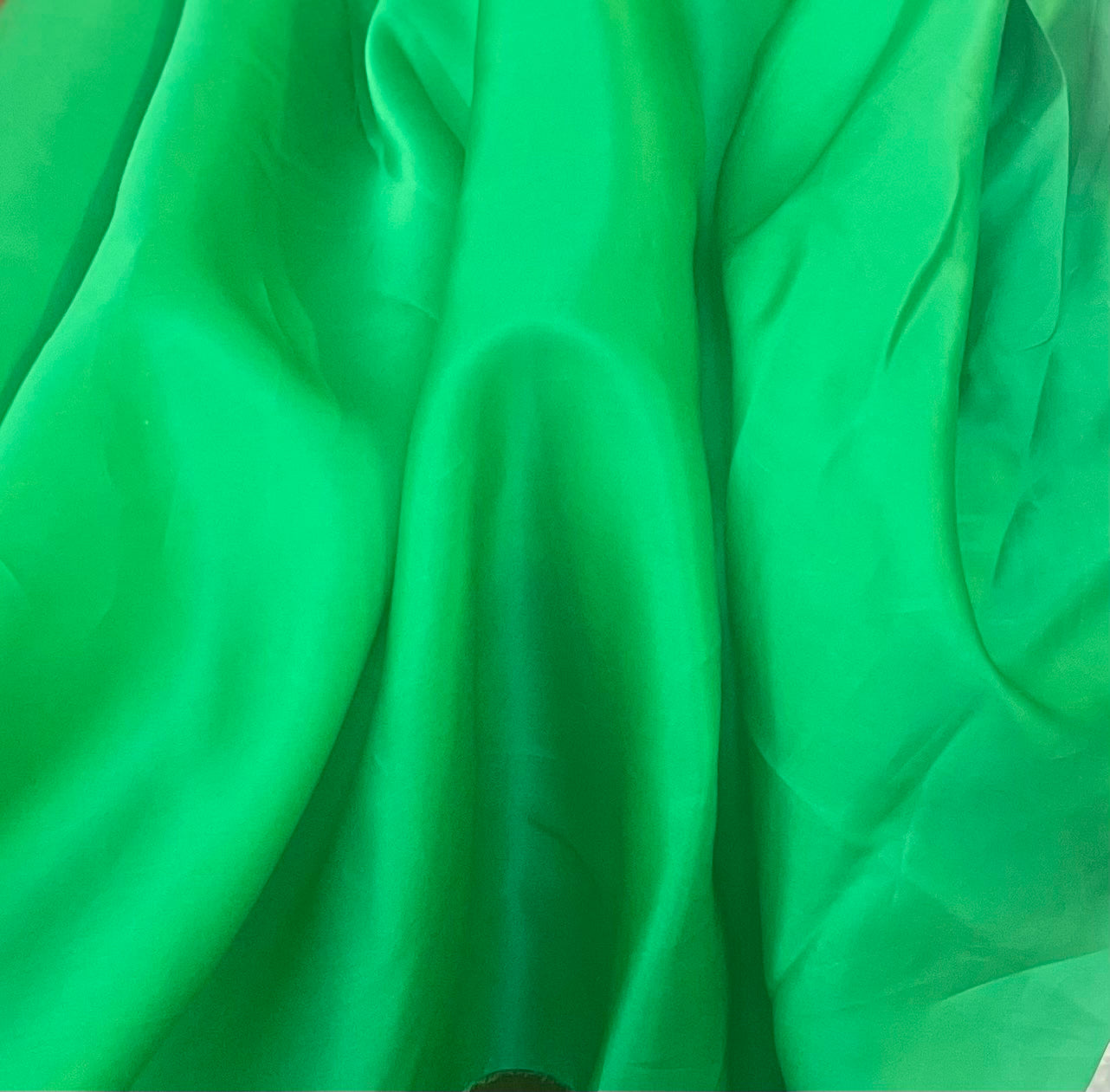 Silk Organza Satin Face - Kelly Green