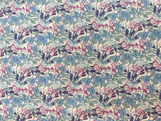 Tiny Floral Printed Cotton - Blue, Green & Purple