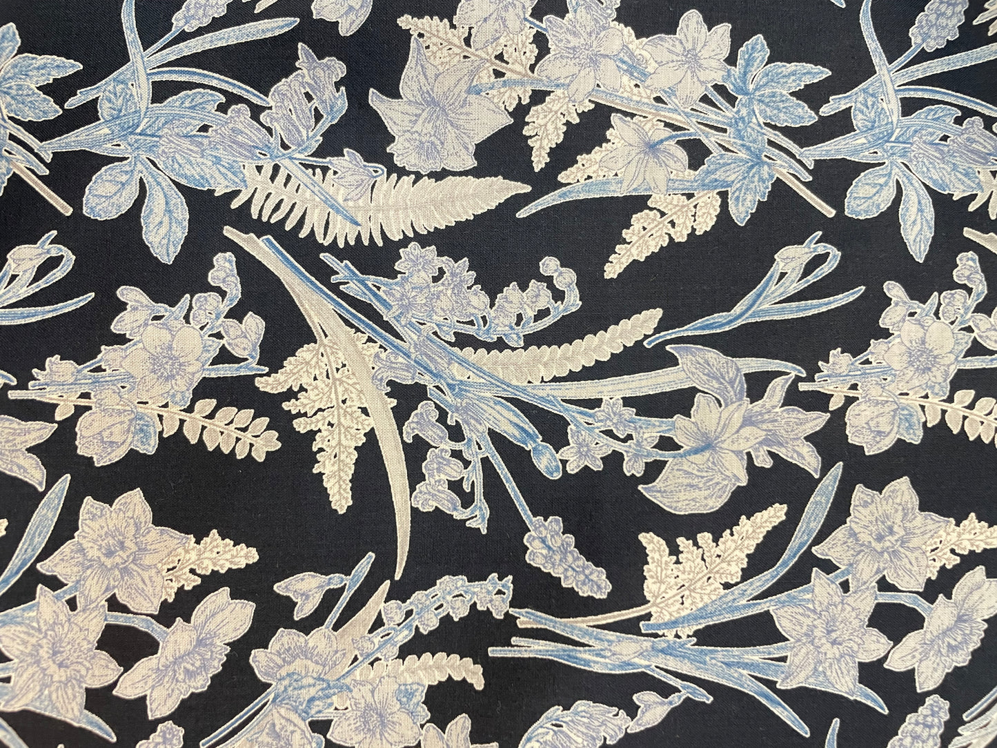 Japanese Floral Print Cotton - Blue Tones