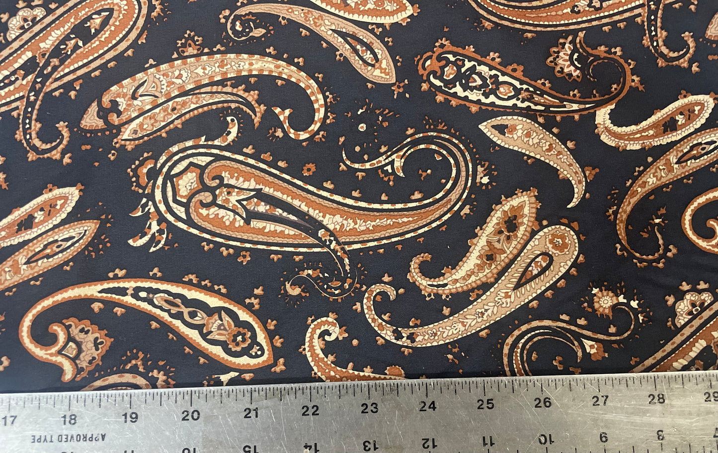 Paisley Silk Crepe De Chine - Navy & Brown