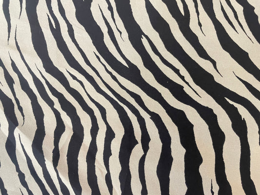 Zebra Printed Silk Chiffon - Off-White & Black