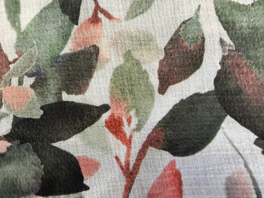Printed Textured Rayon - Pink & Green Floral