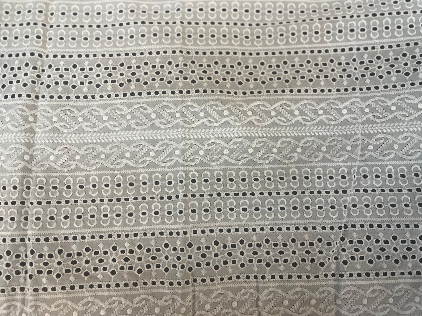 Eyelet Stripe Embroidered Cotton - White
