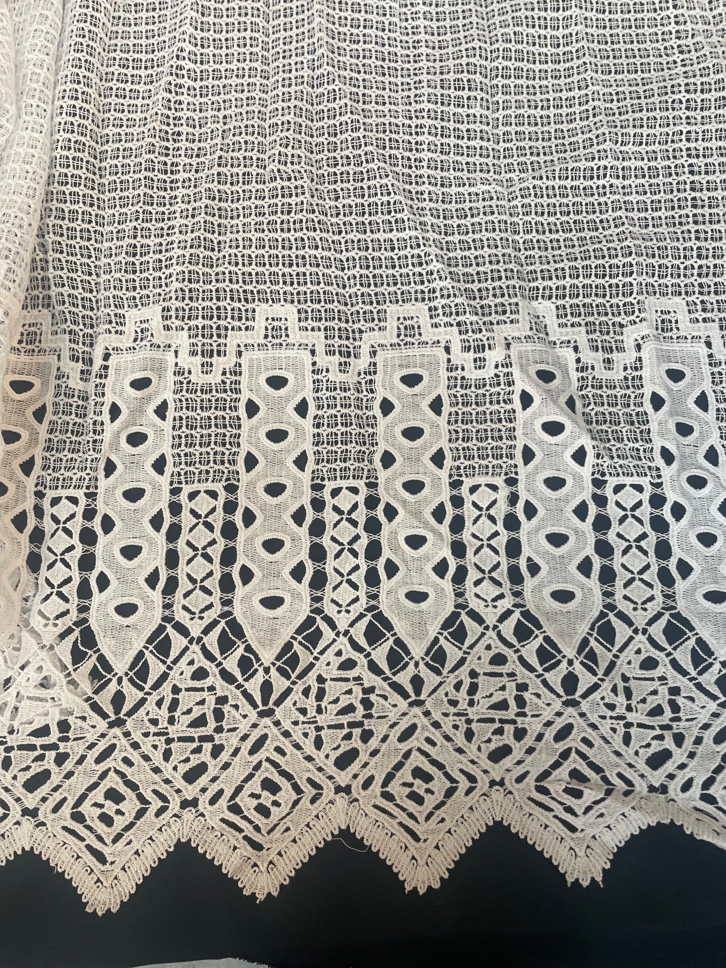 Modern Cotton Geometric Lace - Bright White