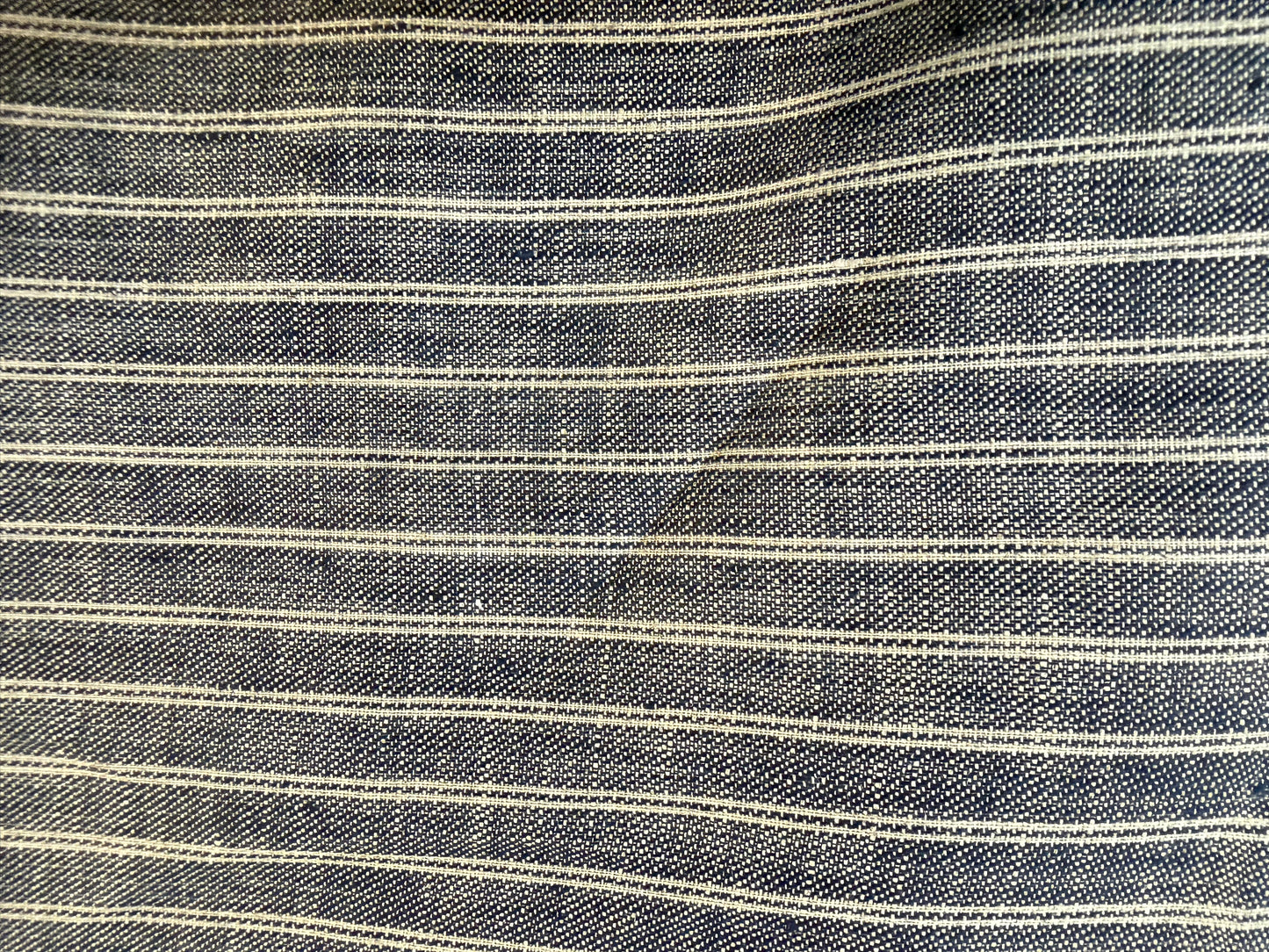 Linen Stripe - Ivory & Denim Blue