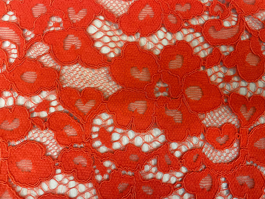 Floral Corded Lace - Blood Orange