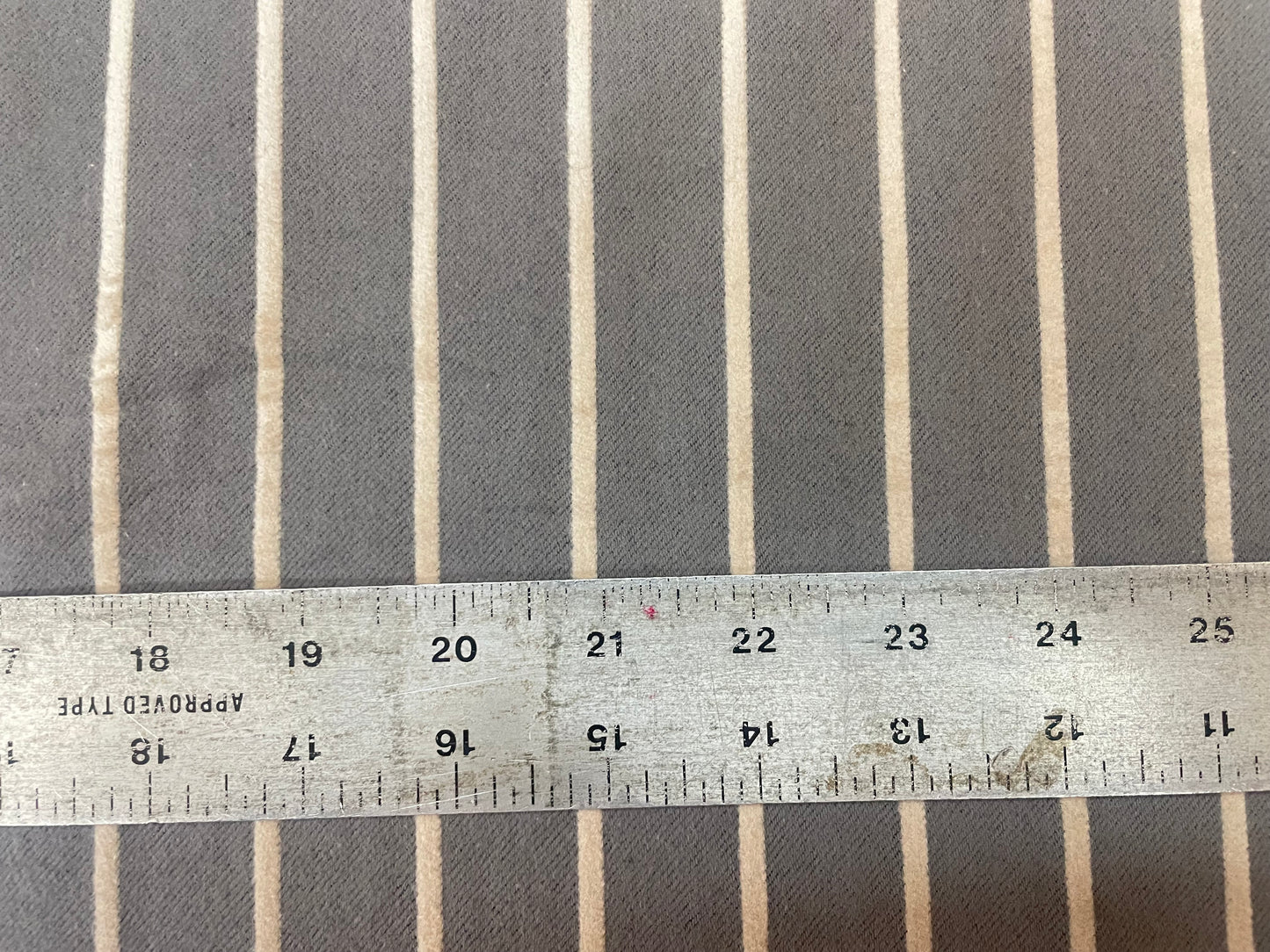 Italian Brushed Cotton Twill Stripe - Grey & Off-White