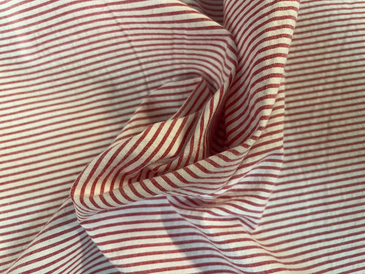 Stripe Seersucker Cotton - Vintage Red & White